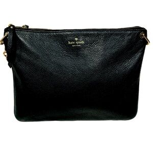KATE SPADE black leather cross body bag with gold hardware